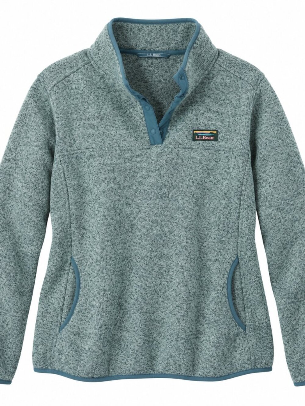 L.L.Bean Women’s 3X Plus Sweater Fleece Pullover Teal Snap Neck Outdoor Cozy